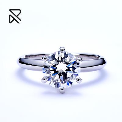 China 2022 Fashion High End Ring 0.6ct Handmade Finish Round Brilliant Engagement Ring White Gold Plated 925 Sterling Silver Jewelry for sale