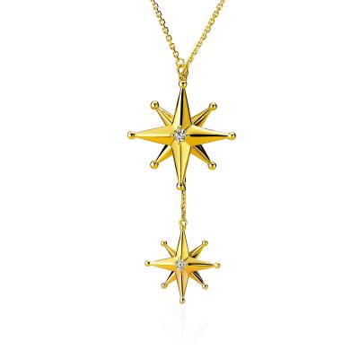 China 2022 Fashion 18k gold plated star sweater necklace chain s925 sterling silver ladies pendant necklaces for sale