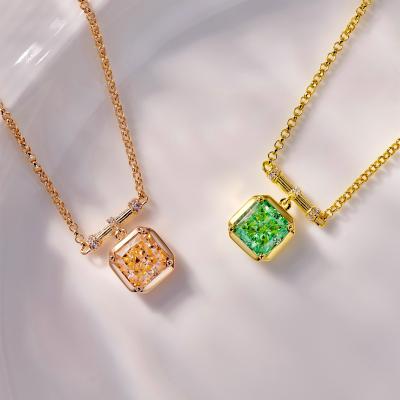 China 2022 Vintage Rochime Fashion 18k Gold Plated Necklaces Wedding Luxurious Colorful Diamonds Necklace Women for sale