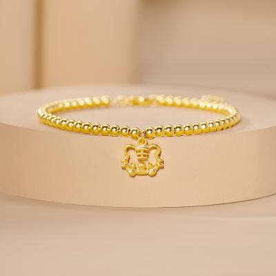 China Luxury Temperament Fashion Silver 925 Gold Plated Zodiac Tiger Bracelet18k Gold Plated Girl Jewelry Bracelet for sale