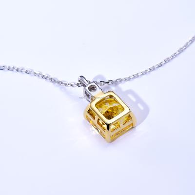 China Fashion Lead Free Nickel Free 925 Yellow Zircon Diamond Necklaces 18k Gold Plated Necklace Wedding Jewelry for sale