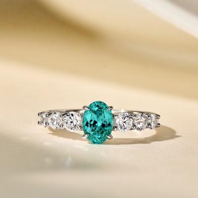 China New arrival paraiba lead free nickel free custom lab developed white gold plated ladies ring s925 gemstone diamond rings for sale