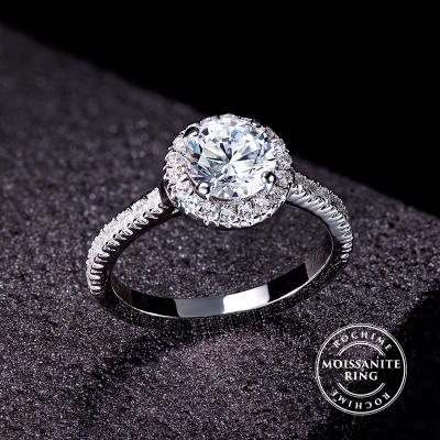 China Vintage Rochime fashion 1 carat engagement moissanite custom ring 2022 sterling silver wedding jewelry for sale