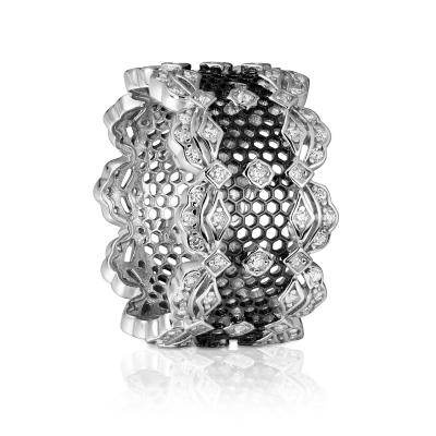 China Simple Black Gold Plated Wedding Ring CLASSIC Finger-Friendly Lace Ring 925 Ring Ladies for sale