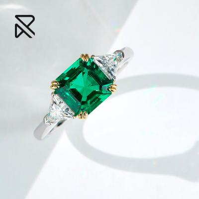 China FASHIONABLE Fine Jewelry Wholesale Vintage Stone Cultured Ring 18k Gold Green Engagement Wedding Ring for sale