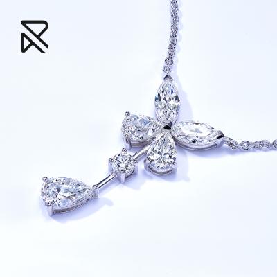 China High Quality Rochime 2022 Fashion Butterfly 925 Silver Plated Cubic Zirconia Pendant Necklace White Gold Delicate Necklaces for sale