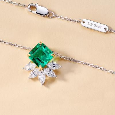 China 2022 Green Gold Plated Women's Necklaces Jewelry 18k Sterling Silver Charming Lab Developed Necklace Elegant Fashion 925 for sale