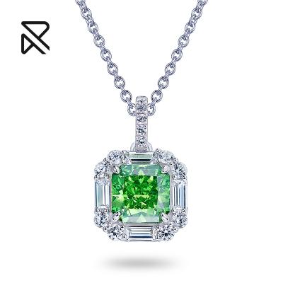 China High Quality 925 Sterling Silver Gemstone Wedding Green Diamond Dangle Women's Delicate Trending Necklaces Best Friend Necklaces for sale