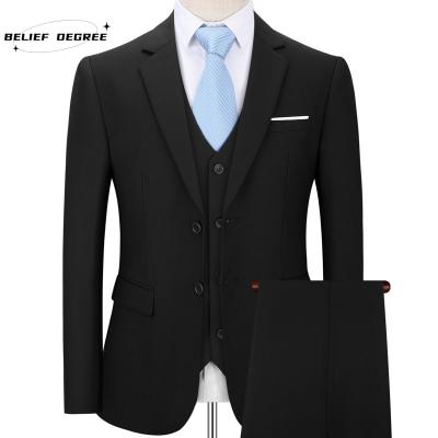 China Wholesale Anti-wrinkle Men's Suit Office Business Solid Color Double Breasted Formal Jacket+Pants for sale