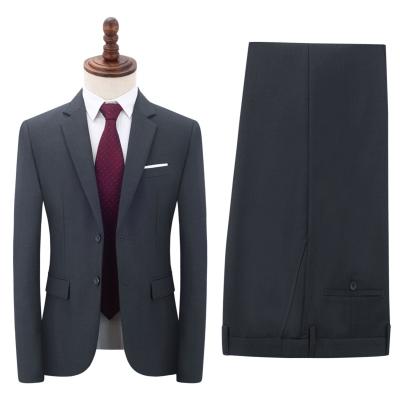 China Wholesale Formal Anti-Wrinkle Suit Men's Double Breasted Gentleman 2 Piece Set Solid Color Jacket + Solid Color Pants Office Business for sale