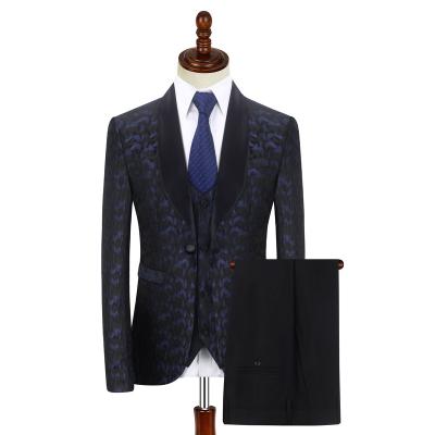 China Anti-Wrinkle Customized Mens Three Piece Suit Business Embellished Wedding Dinner for sale