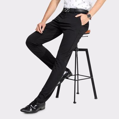 China Anti-wrinkle men's pants fashion high top ironless men's business casual dress pants men 2022 trend elastic straight tube for sale