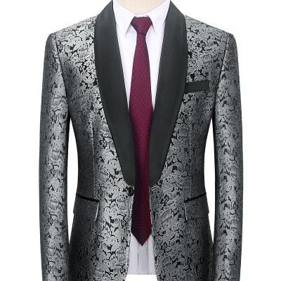 China Wholesale Anti-wrinkle latest fashion loose and comfortable men's jacquard suit jacket gray for sale