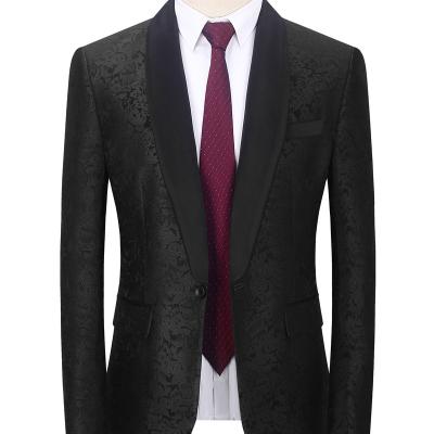 China Wholesale Anti-wrinkle latest fashion loose and comfortable men's black jacquard suit jacket for sale