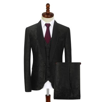 China new Anti-wrinkle series of men's hair jacquard suit party slim 3-piece business men's suit for sale