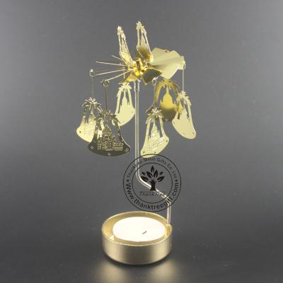 China Fashionable Gold Plated Metal Etching Spinning Revolving Tea Light Candle Holder MCH-008 for sale