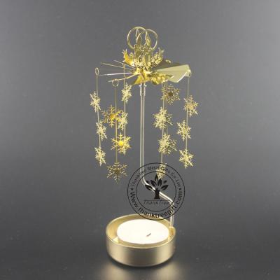 China Fashionable Gold Plated Metal Etching Spinning Revolving Tea Light Candle Holder MCH-027 for sale