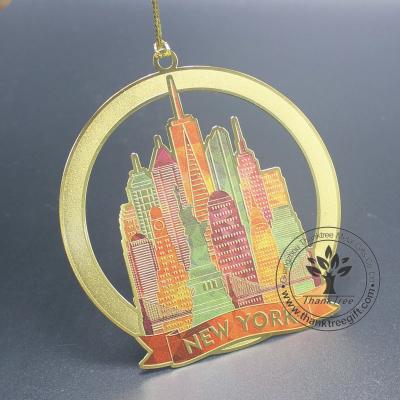 China New New York City Europe 2017 Hot Custom Metal Full Color Printed Hanging Ornament for sale