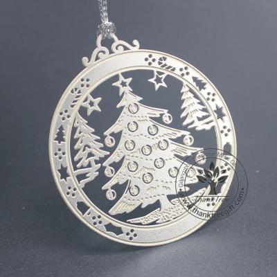 China Europe Gift Metal Christmas Tree Laser Cutting Silver Stainless Steel Ornament for sale