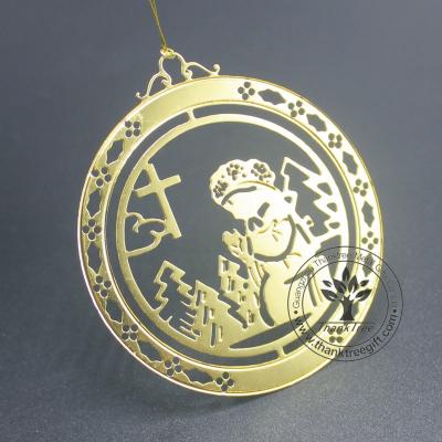 China Europe 2017 Hot Selling Brass Hanging Ornament Christmas Etched Ornament With Praying Angel for sale