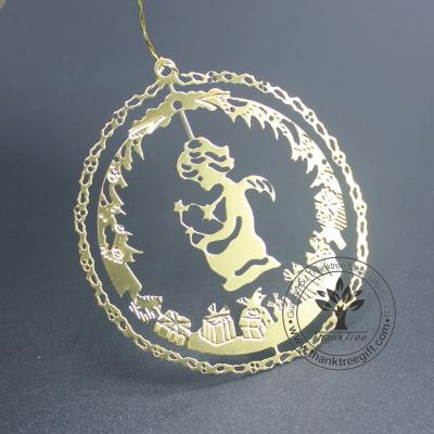 China Europe Unique Flat Etched Ornament With Angel Silhouette For Christmas Tree Ornament for sale