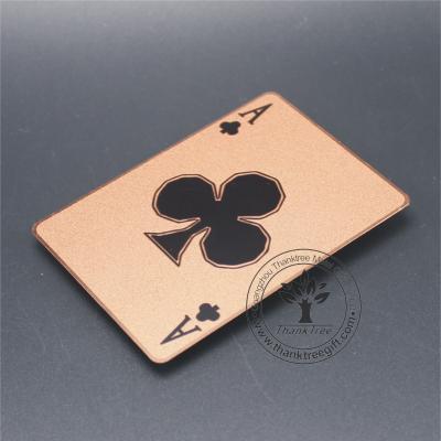 China Cheap Europe Metal Gift China Manufacturer Ace Custom Printing Mounted Gold Color Metal Playing Card for sale