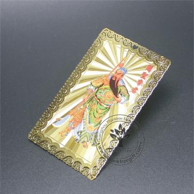 China Professional Europe Design Gold Plated Both Sides Buddha Amulet Custom Cards Wholesale for sale