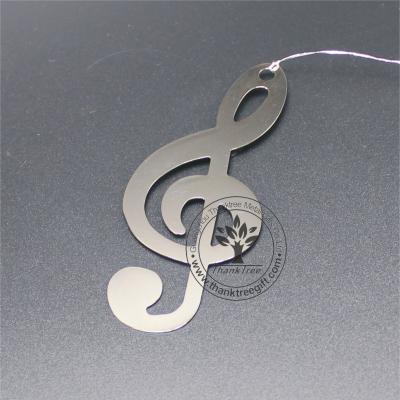 China Europe Music Type Silver Plated Musical Note Cut Personalized Metal Bookmark for sale