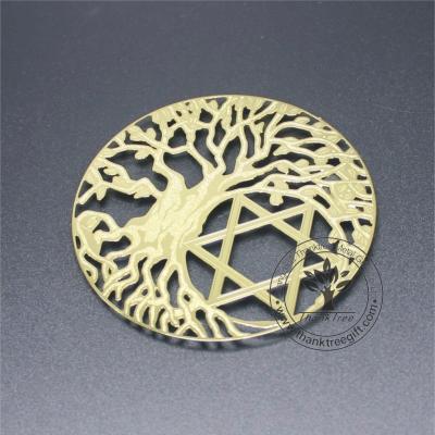 China Indian Religious India Gold Plated Tree Of Life Metal Energy Card for sale