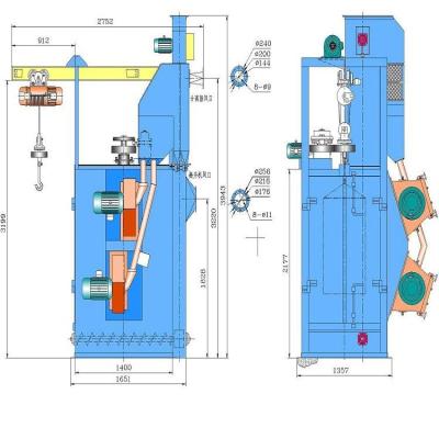 China Rust/Corrosion Proof All Kinds Of Factory Q37 Single Seal Iron Hanger Shot Blasting Machine High Quality Double Series Brass Aluminum Steel Hook for sale