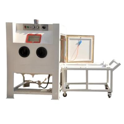 China Building Material Shops Dry Suction Type Manual Sand Blaster Cabinet With Turntable Cart Optional for sale