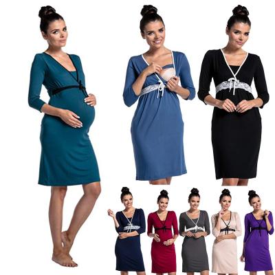 China Antibacterial Wholesale Maternity Lace Dress Pregnant Casual Outfits Dresses For Pregnant Women for sale