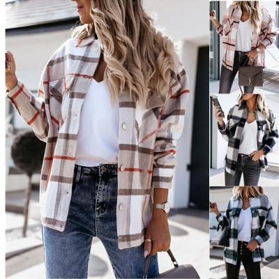 China INS Autumn And Winter Plaid Shirt Jacket QUICK DRY Long Sleeve Loose Loose Women for sale