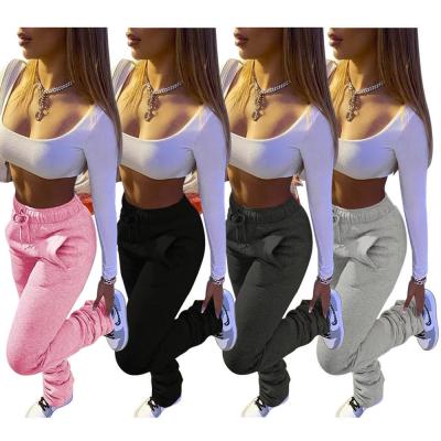 China Best Selling Anti-wrinkle Women Drawstring Leisure Pants Fashionable Drawstring Pleated Stacked Pants for sale