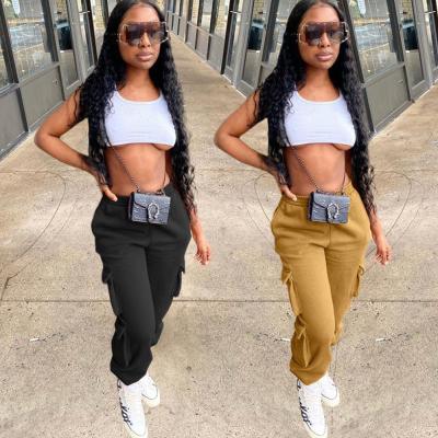 China anti-wrinkle female high quality streetwear sweat trousers women outdoor running cheap cargo pants with pockets for sale