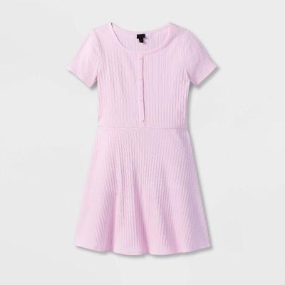 China Girls Clothing Girls Soft Stretchy A-line Casual Breathable Fabric Anti-Static Short Sleeve Summer Knit Dress for sale