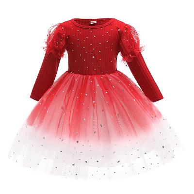 China Breathable New Arrival Fashionable Endearing Design For 10-11-12 Years Modern Girls With Star Princess Sequined Long Sleeve Dress for sale