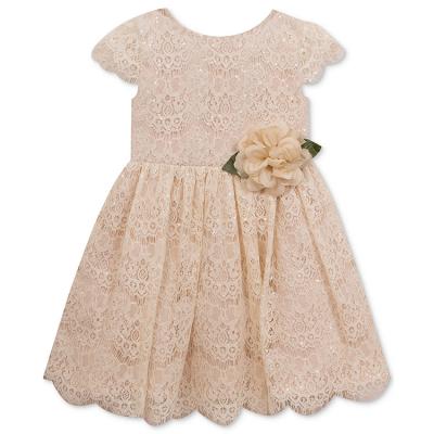 China Breathable Hot Selling Lovely And Adorable Design For Toddler 4 Year Old Girl's Sparkly Sequined Lace Flower Appliqued Dress for sale