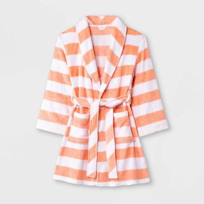 China 100%cotton fabric children's bathrobe girls stripe high quality thick soft thick long sleeve towel robe long sleeve nightgowns 100%cotton for sale