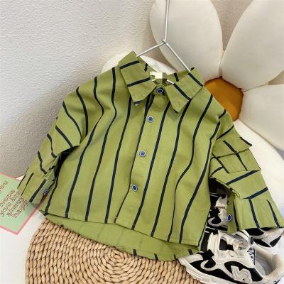 China 2022 QUICK DRY shirts spring and autumn children's striped printing 100% cotton boys long sleeve shirt boys clothing for sale