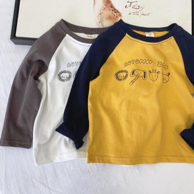 China Autumn Children's Clothing 2022 Anti-Shrink Long Sleeve Raglan Sleeves 100%cotton T-Shirts Baby Boy Bottoming Shirts for sale