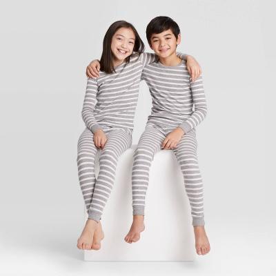 China QUICK DRY long sleeve sleep tee and pajamas pants comfort kids homewear cotton stripe sleepwear 100% breathable kids pajamas set for sale