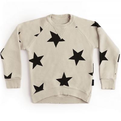 China New Arrival Children's Breathable Designer Spring Clothing Long Sleeved Classic Cotton Hem Star Print High Low Sweatshirt for sale