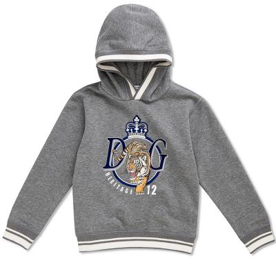 China New Arrival Breathable Apparel Kids Spring Vibrant Loungewear Style White Striped Soft Cotton Knitted Kids Gray Hoodie for sale