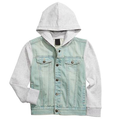 China Classy line of breathable new arrival children's clothing for wholesale and soft casual kids school wear boys denim hooded jacket for sale