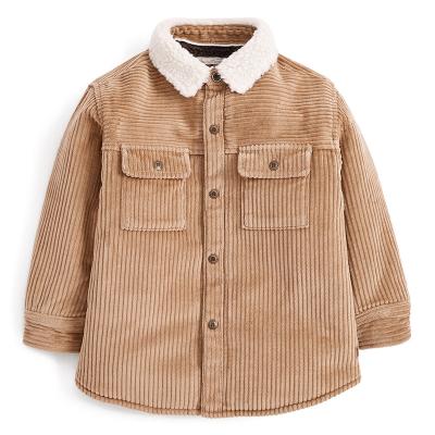 China Waterproof 2021 Spring Boys Jacket Winter Khaki 100% Cotton Where Long Sleeve Borg Striped Rope Shacket Jacket Boy Coat for sale