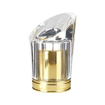 China Non Spill Transparent Glass Acrylic Perfume Lid Injection Golden Aromatherapy Oil Capsule for sale