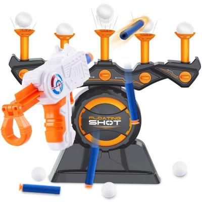 China Indoor Interactive Aerodynamic Children's Electric Levitating Target Shooting Indoor Interactive Aerodynamic Levitating Toy with Soft Bullet Gun for sale