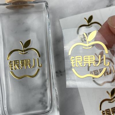 China Waterproof Custom Printing Packaging Labels Metal 3D Embossed Logo Sticker Perfume Glass Bottle Label Stickers Transfer Sticker for sale