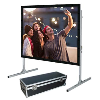 China Custom Anti 100 120 150 200 Inch 16:9 4:3 Stand Floor Projector Screen Rising Portable Foldable Projector Screen For Home Outdoor for sale